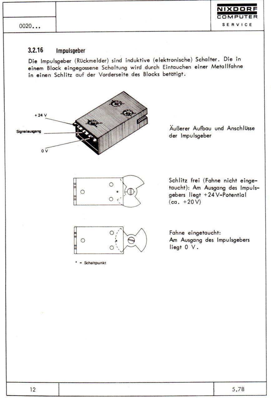 Nixdorf 820 Impulsgeber Funktion - siehe Kugelkopfdrucker Manual